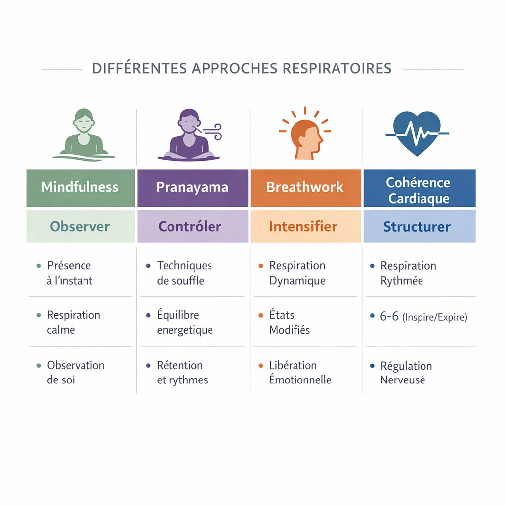 respiration pleine conscience vs pranayama breathwork cohérence comparaison