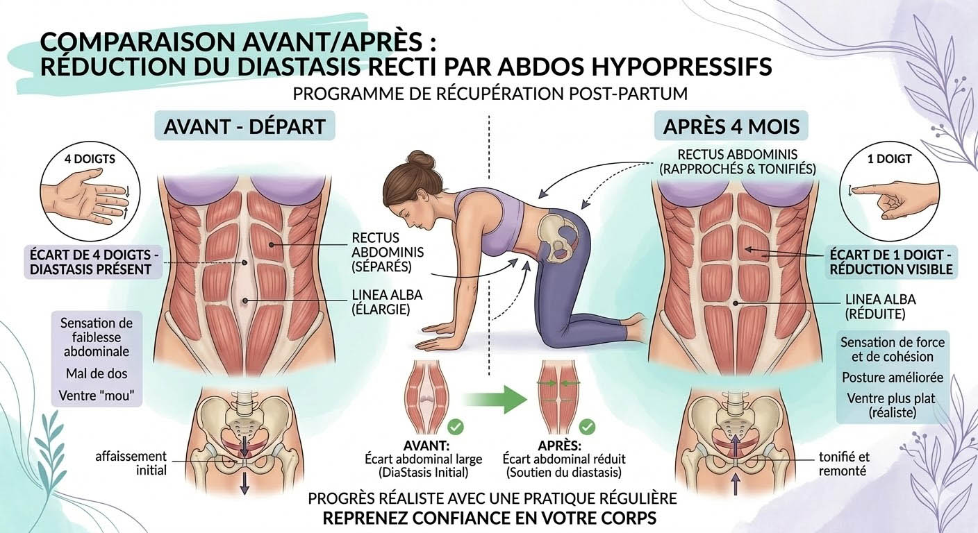 diastasis abdos hypopressifs avant apres reduction